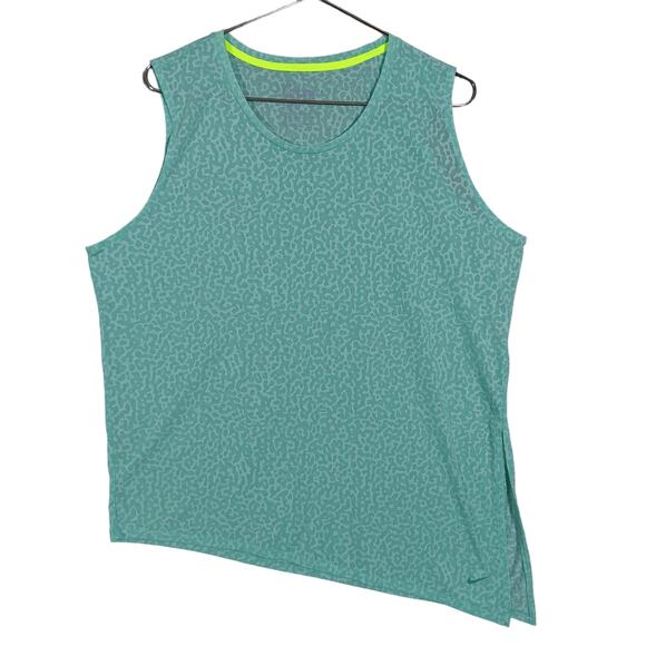Nike Yoga Asymmetrical Tank Top Size Large / XL Mint Green Sleeveless Acid Wash - Picture 1 of 8